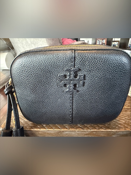 Tory Burch Other - Tory Burch Black Pebbled Leather Camera Crossbody